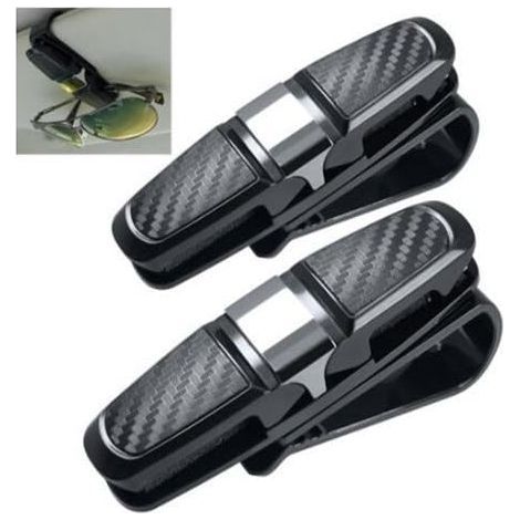 2 supports à lunettes de soleil en fibre de carbone pour voiture, avec clip de fixation pour pare-soleil et cage de rangement. (1/5)