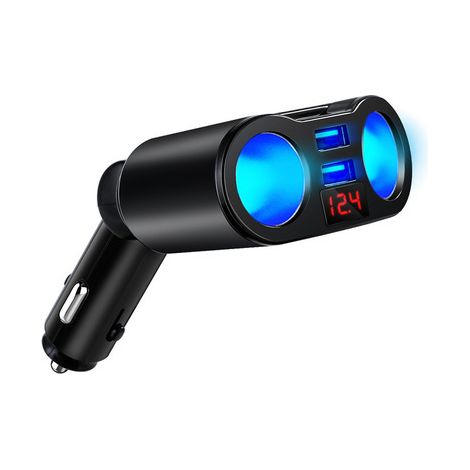 Sollbry Adaptateur répartiteur allume-cigare, double chargeur de voiture USB, 2 prises 12 V/24 V pour téléphone portable, tablette, GPS, caméra de tableau de bord (1/4)