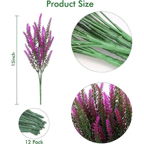 Fleurs De Lavande Artificielles - 38 Cm - Résistantes Aux Rayons UV - Pour Décoration Intérieure Et Extérieure - 1 Pièce (1/5)