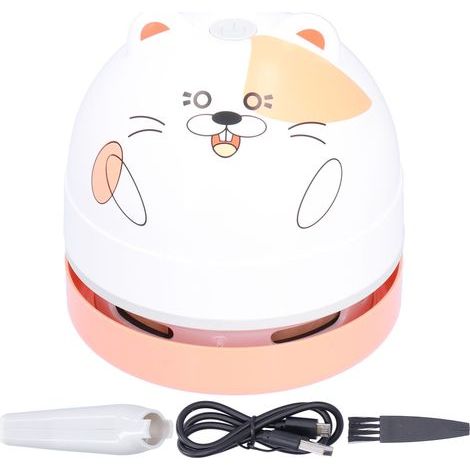 Aspirateur de bureau design animal mignon avec motif hamster, rechargeable par USB, mini ramasse-poussière pour enfants. (1/5)