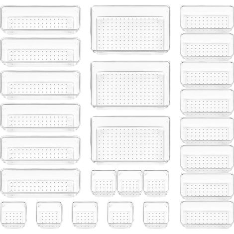 Lot de 25 organiseurs tiroir transparents - Pour bijoux, cuisine, salle bain (1/5)