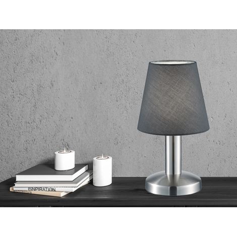 Tischlampe MATS II Stoff Lampenschirm Grau Touchfunktion EIN/AUS, Höhe 24 cm (1/5)