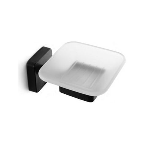 Portasapone bagno in acciaio nero opaco e vetro installazione a muro  CLODE-S kamalu