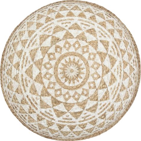 vidaXL Pouf Lavorato a Mano Bianco 45x30 cm in Juta