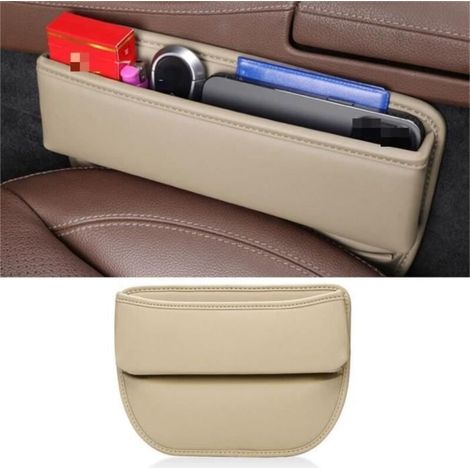 Organisateur de Siège de Voiture - Noname - Boîte de Rangement - Cuir PU - Beige - 2 en 1 (1/4)