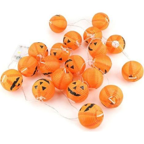 Guirlande lumineuse citrouille Halloween - WINLLINEE - 20 ampoules LED - Blanc chaud - Plastique - 3 m - Rallonge 30 cm (1/5)