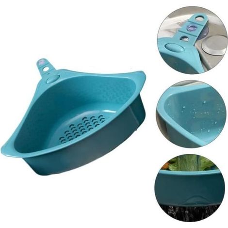 Panier de vidange,Panier de vidange en Plastique légumes,Porte-Éponge De Cuisine avec ventouse,Panier de vidange à fruits suspendu (1/4)