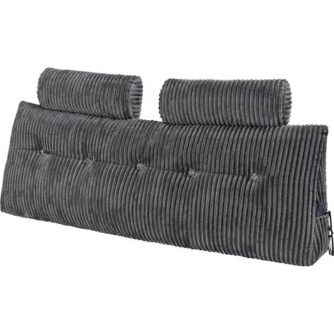 Coussin de Lecture avec 2 Poches latérales et 2 appuis-tête, Coussin tête de lit, Oreiller en Flanelle Lavable, Soutien Dorsal pour Lire, Jouer, se Reposer et Travailler, Gris (1/5)