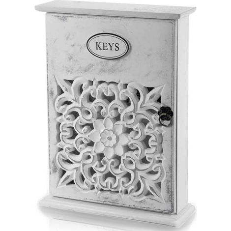 Armadietto Portachiavi da Parete in Legno Shabby Chic Dimensioni 20x6x26H cm