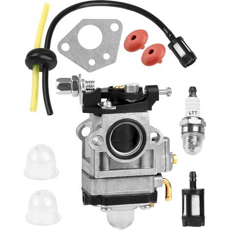 Carburateur Debroussailleuse 52cc 49cc 43cc Kit Carbu pour Moteur à Deux Temps avec Durite Essence Bougie d'Allumage Joint Pompe Amorçage (1/5)