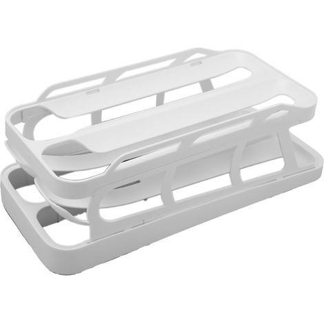 Distributeur d'œufs à 2 niveaux, porte-œufs peu encombrant, distributeur à roulettes, organisateur pour le réfrigérateur, blanc (1/5)