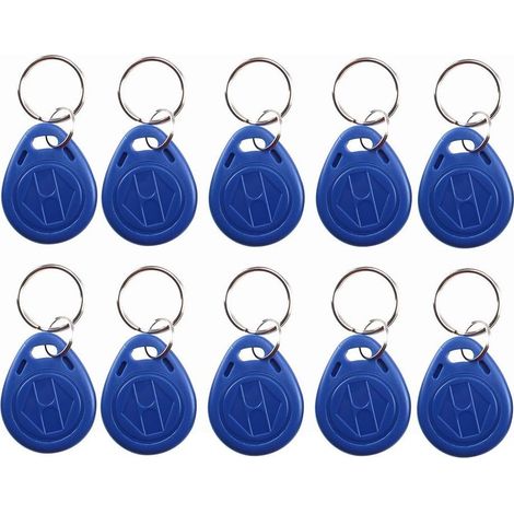 Portachiavi RFID NFC scrivibili a 125 kHz T5577 / EM4305, token di prossimità, badge di controllo accessi per sistemi di sicurezza, blu (10 pezzi)