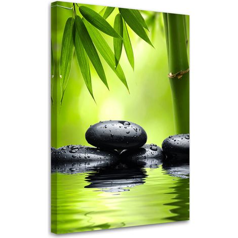 Toile Imprimée, Pierres noires plantes zen spa,20x30 (1/4)
