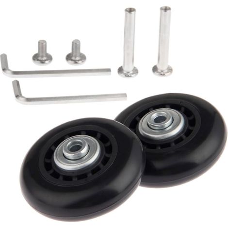 Roulette de valise 64x18mm – Lot de 2 roulettes de rechange avec essieux – Caoutchouc et acier – Roues silencieuses pour remorque (1/3)