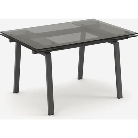 Table extensible en verre trempé 140/200x80 Jackson - Gris (1/3)