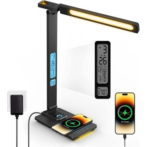 Lampada da scrivania a LED, lampada da comodino touch con 3 livelli di luminosità, lampada da tavolo a LED con display dimmerabile (1/4)