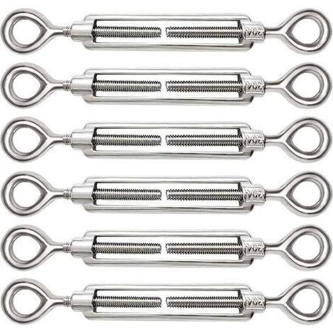 6 Pièces Tendeur Cable M5 Tendeur Cable Inox 304 Réglable Oeil de Ridoir et Oeil pour Tendeur de Fil Cable Acier Corde Crochet Tendeur Accessoires (1/4)