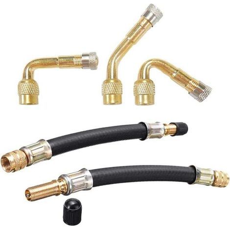 5x Rallonge Valve Pneu, 3 Pièces Air Pneu Valve de Adaptateur, Pneu Prolongateur Coude de Valve avec 2 Pièces Extension Valve de Pneu (1/5)