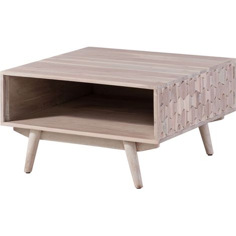 Table basse en bois d'acacia laqué blanc MOSAYK 216