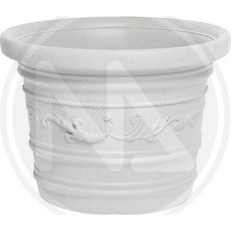 VASO TONDO FESTONATO 80 cm Colore BIANCO in Resina con doppio BORDO (1/3)