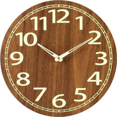 Horloge murale lumineuse minimaliste en bois de 30 cm, silencieuse, en panneau de fibres de bois à l'aspect lumineux, personnalisée et créative. (1/5)