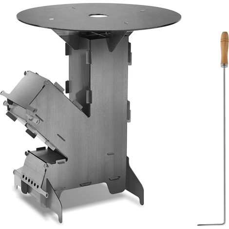Wolketon Poêle à fusée Poêle à bois Camping Bois Poêle Portable Poêle à bois pour camping en plein air Cuisine Voyager Pique-nique Chasse (1/5)