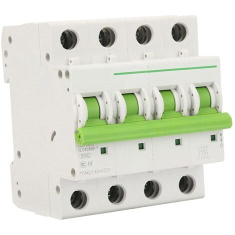 Pair Disjoncteur 4P, TOMC7-63 4P C type 6KA Disjoncteur miniature Protection contre les fuites Interrupteur d'air pour la protection électrique commerciale résidentielle (25A) (1/4)
