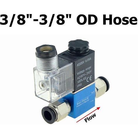 Électrovanne pneumatique 12 V/24 V/220 V, 2 positions, orifice 1/4", 2 voies normalement fermée, référence 2V025-08, pour compresseur d'air. Tuyau 3I8-3I8 pouces CC 24 V (1/5)