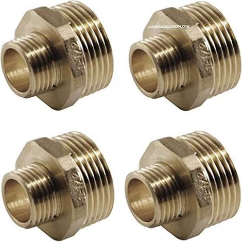 Set di 4 Nipplo in ottone 1 1/2'' x 1''  Accessorio in ottone Aenor  Riduzione filettata in ottone  Nipplo di riduzione in ot