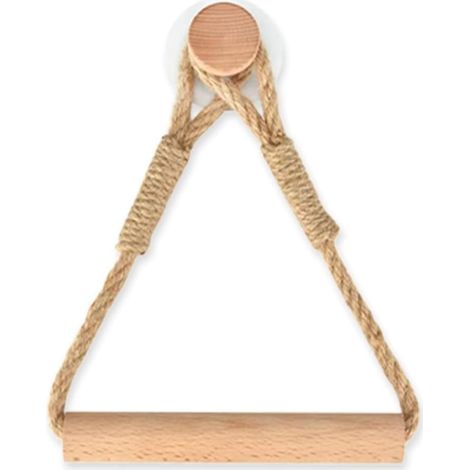 Sollbry Porte Papier Toilette Mural, Auto Adhésif Support Papier Toilette pour Rouleau, Porte Rouleau Papier Toilette Vintage en Corde de Chanvre, Mural Auto Adhésif Avec Corde Bois - Pour Serviette e (1/5)