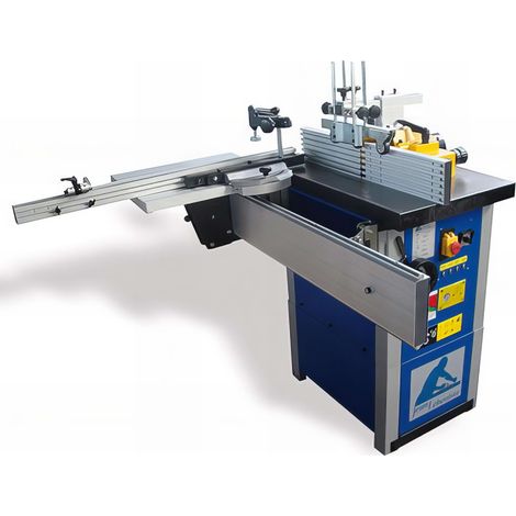 Toupie à bois 230 V 2200 W – Arbre fixe D. 30 mm – 4 vitesses 1800/9000 tr/min – Table en fonte avec chariot à tenonner – Jean L'Ebeniste