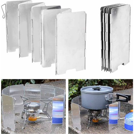 Pare-vent pliable 9 panneaux pour réchaud camping portable avec housse de rangement (1/5)