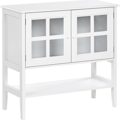 Sideboard mit Glastüren mit Ablage INLET 80 cm Weiß