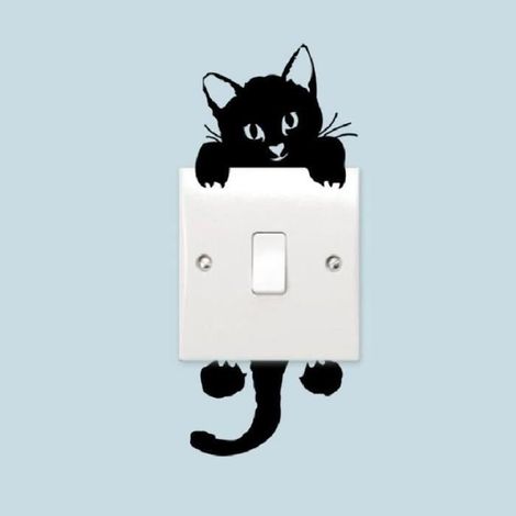 Fond d'écran Lovely Little Black cat Decal Stickers muraux Pour Interrupteur Mural (1/4)