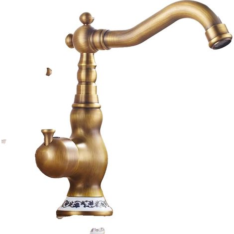 Robinet de cuisine, monté sur le plan de travail, mélangeur d'eau chaude et froide, Rouge (1/2)