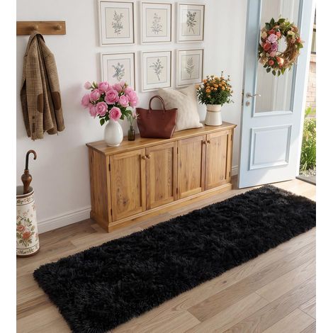 Tapis Couloir Enfant Noir 80×150 cm Doux Antidérapant (1/5)