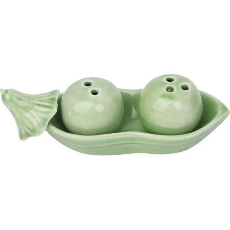 Boîte à épices Deux pois en cosse, salière et poivrière en céramique, coffret cadeau pour mariage (1/4)