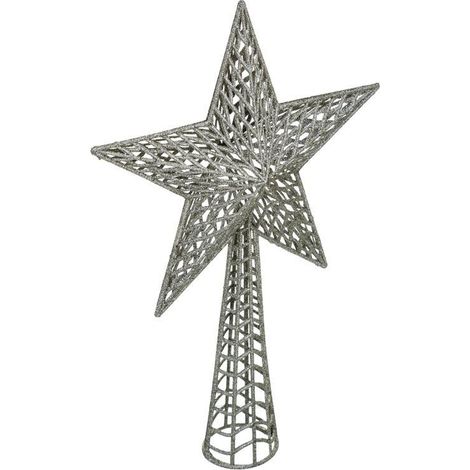 Cimier Déco Avec Paillettes "Étoile" 38cm Argent