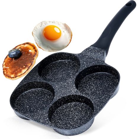 Granit-Eierpfanne mit 4 Löchern BLACK LINE 19x19 cm (1/5)