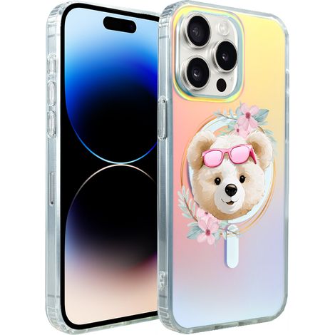 iPhone 14 Pro Max ibizu California Sunset Hülle mit MagSafe, Farbwechsel, Flower Queen, Teddybär mit Blumen (1/5)