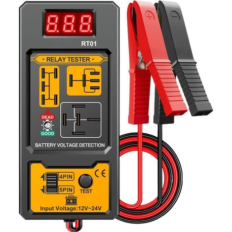 Tester per relè automobilistici. Tester digitale con indicatore di batteria. Analizzatore compatibile con relè a quattro e cinque pin da 12V/24V. Universale. (1/5)