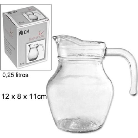 Cruche à Bière 0.25lt Verre Clair Cruche Poignée Eau Vin Jus Boissons