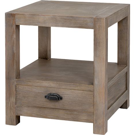 Haldon Collection 1 Drawer Side Table with Shelf - Wood - L50 x W50 x H60 cm - Brown