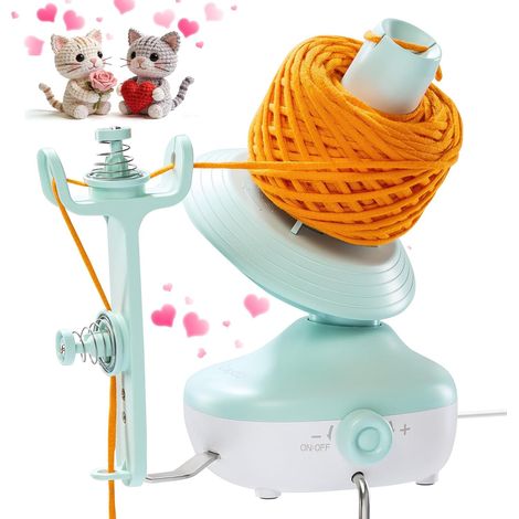Enrouleur de fil électrique automatique avec double ressort de tension et vitesse en continu, compact et portable de 198,4 g pour crochet, cadeau idéal pour les amateurs de crochet (menthe) (1/5)