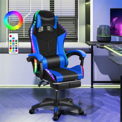 Bürostuhl, Gaming-Stuhl – ein ergonomischer Bürostuhl mit einer maximalen Tragfähigkeit von 180 kg, ausgestattet mit einem Bluetooth-Lautsprecher und einstellbarer LED-Beleuchtung.