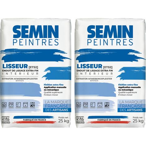 Enduit de Lissage Semin Lisseur ETS2, Intérieur, Poudre, sac de 25 kg, Lot de 2