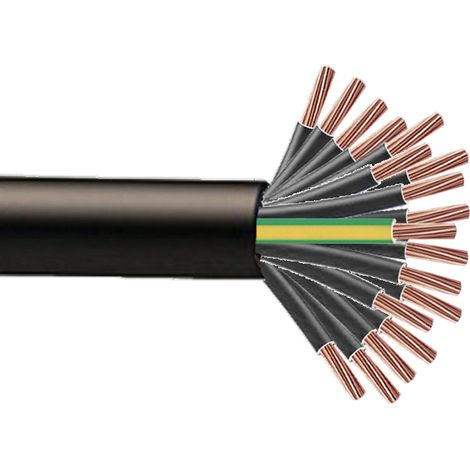 Bis-Electric – Câble électrique souple H07RNF 19G1.5mm² à la coupe 10m – Couleur noir/vert-jaune – Pour chantiers humides et espaces confinés