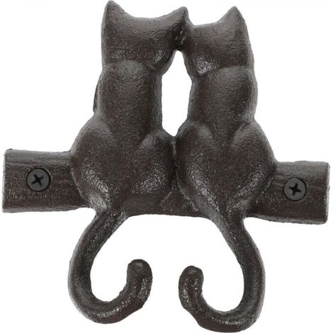 [NON UTILIZZATO] Appendiabiti da parete vintage a forma di gatto, in stile retrò, per la decorazione d'interni. Appendiabiti in ferro.