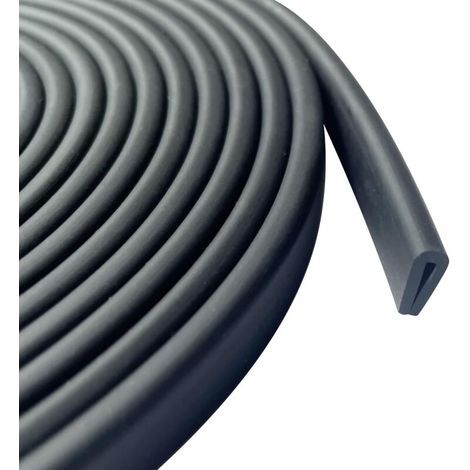 Joint de Bordure en Caoutchouc EPDM U - 5 Mètres - Protection de Rebords Autocollante pour Tôle, Voiture et Industrie - Flexible et Durable - Noir (1/4)