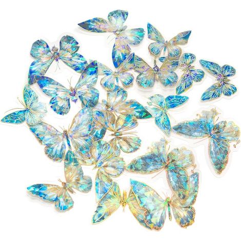 Adesivi in PET scintillanti - Farfalle blu polvere di stelle